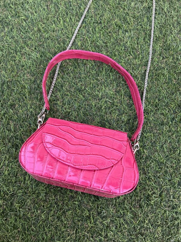 Pink Leather Wave Bag - Image 3