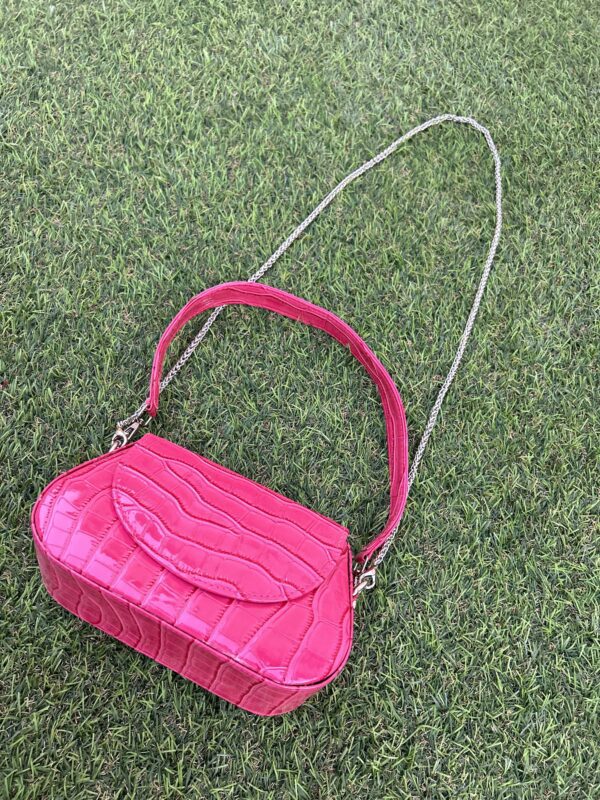 Pink Leather Wave Bag - Image 4