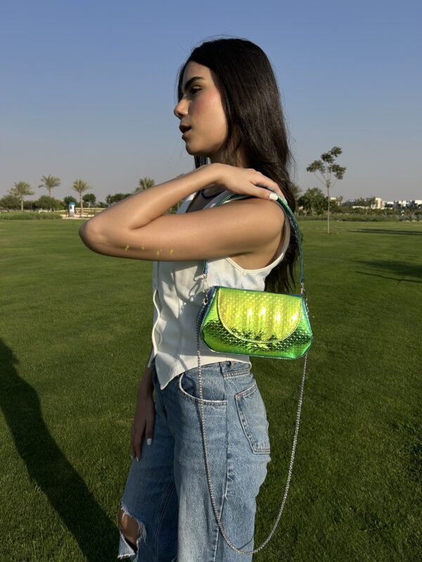 Green Holographic Wave Bag