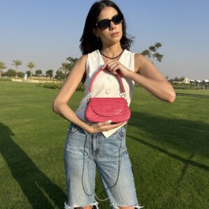 Pink Leather Wave Bag
