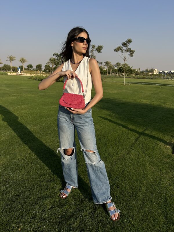 Pink Leather Wave Bag - Image 5