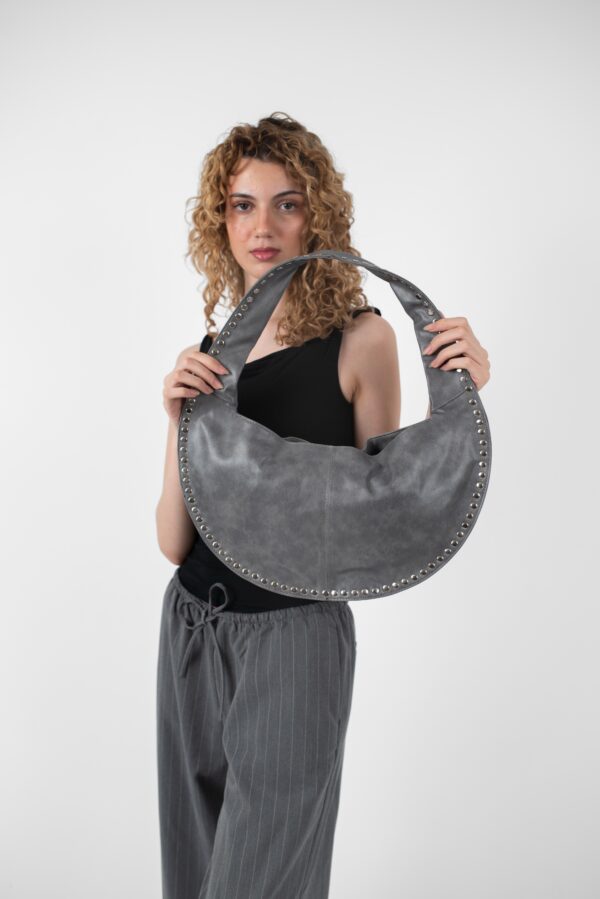 Grey Leather Luna Bag - Image 7