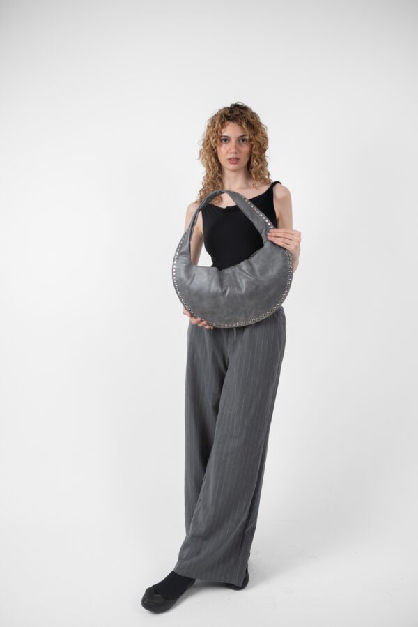Grey Leather Luna Bag - Image 6