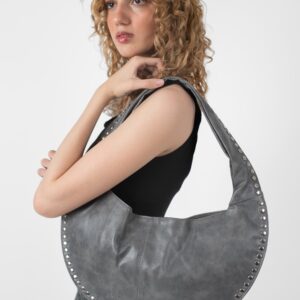 Grey Leather Luna Bag