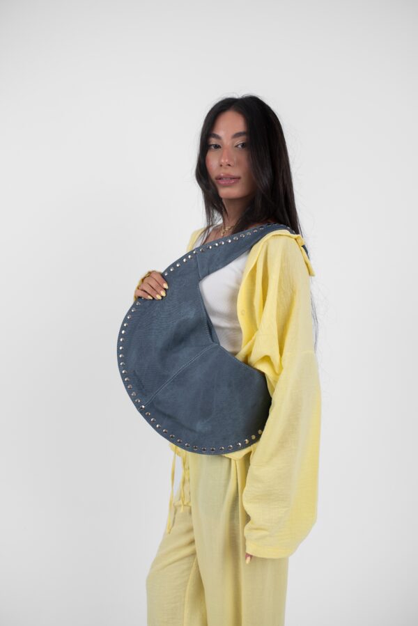 Blue Denim Jeans  Leather Luna Bag - Image 17