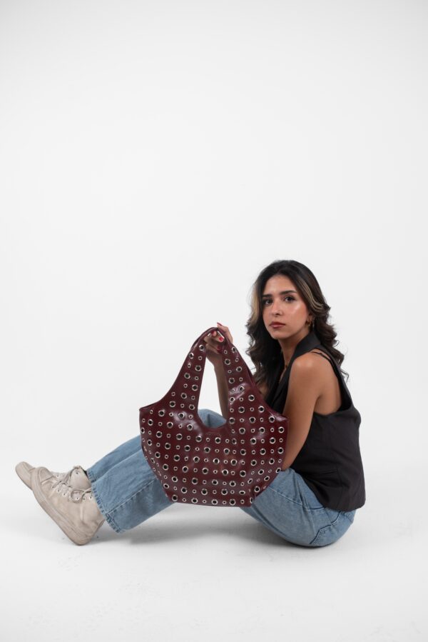 Burgundy Leather Alura Bag - Image 8