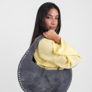 Grey Denim Leather Luna Bag