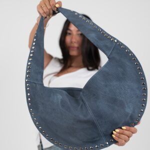 Blue Denim Jeans  Leather Luna Bag