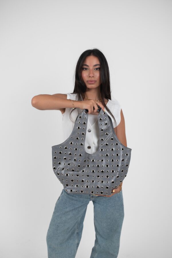 Grey Leather Alura Bag