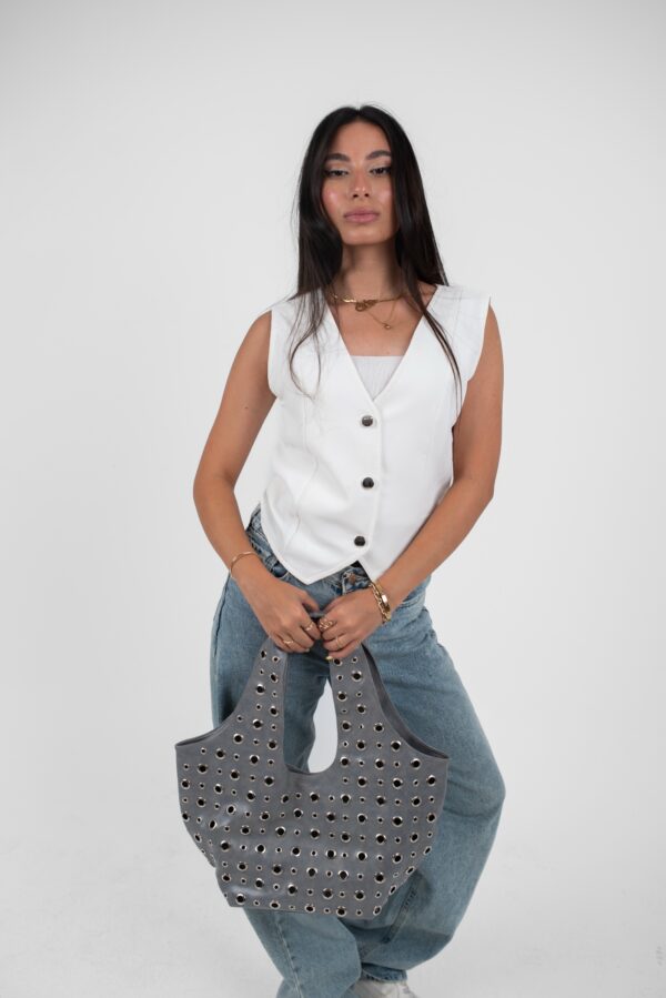 Grey Leather Alura Bag - Image 2