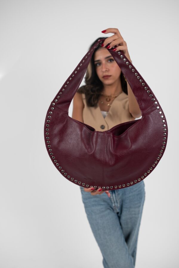 Burgundy Leather Luna Bag - Image 3