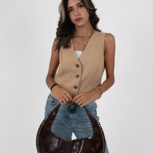 Brown Shiny Leather Luna Bag