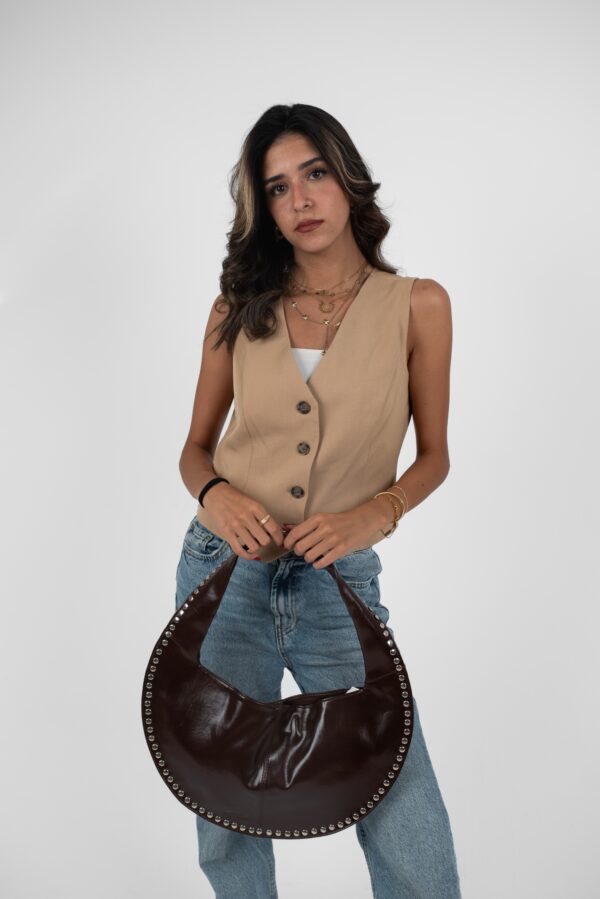 Brown Shiny Leather Luna Bag
