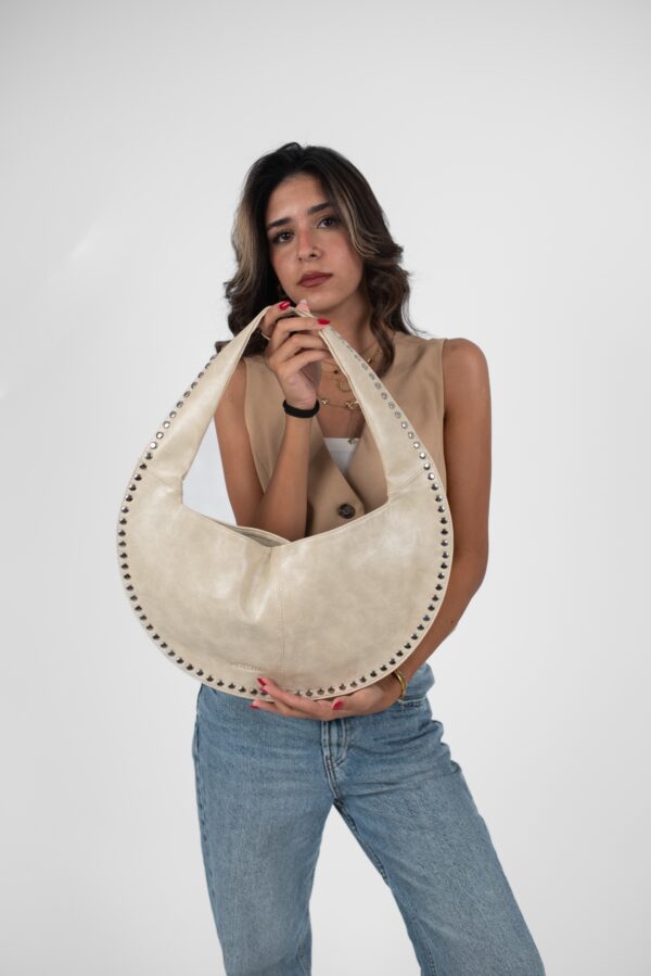 Beige Leather Luna Bag - Image 2