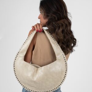 Beige Leather Luna Bag