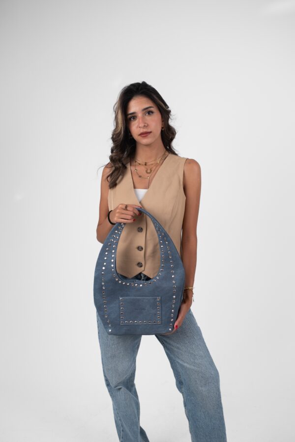 Blue Denim Leather Jeans Azura Bag - Image 3