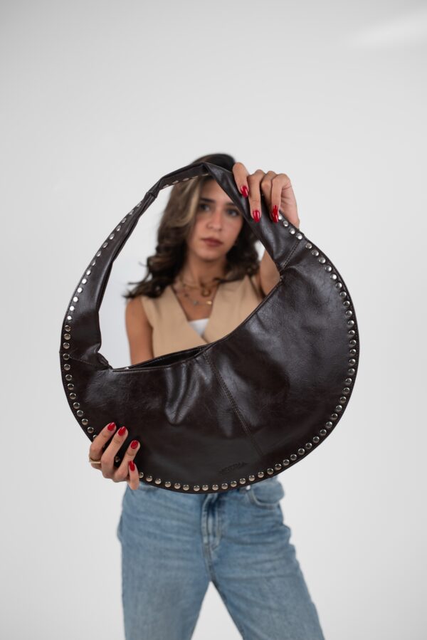 Brown Matte Leather Luna Bag - Image 3
