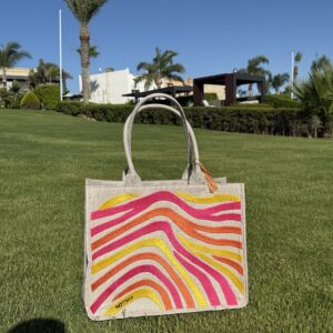 A bold blend of yellow , orange, and fuchsia