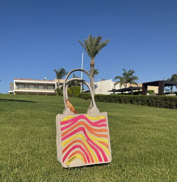 A bold blend of yellow , orange, and fuchsia
